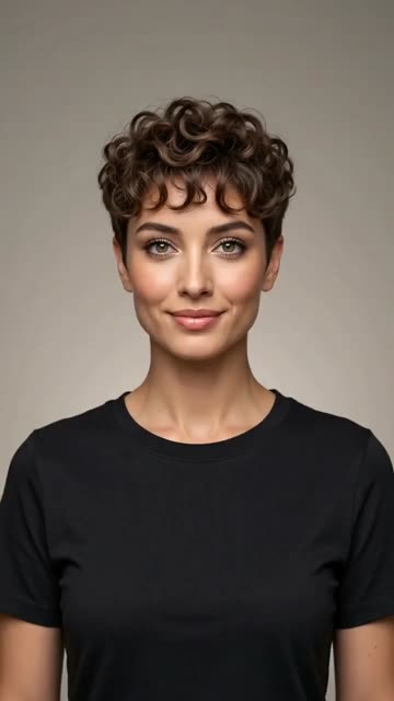 Curly Chocolate Brown Undercut Pixie — still from a hairstyle video