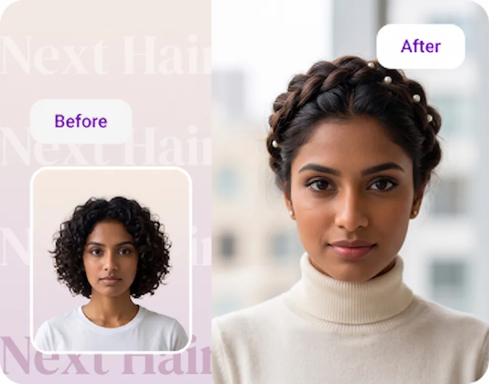 preview showing a hairstyle before and after