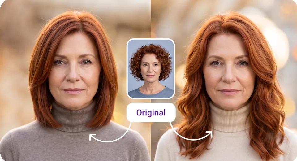 hairstyle transformation with original comparison